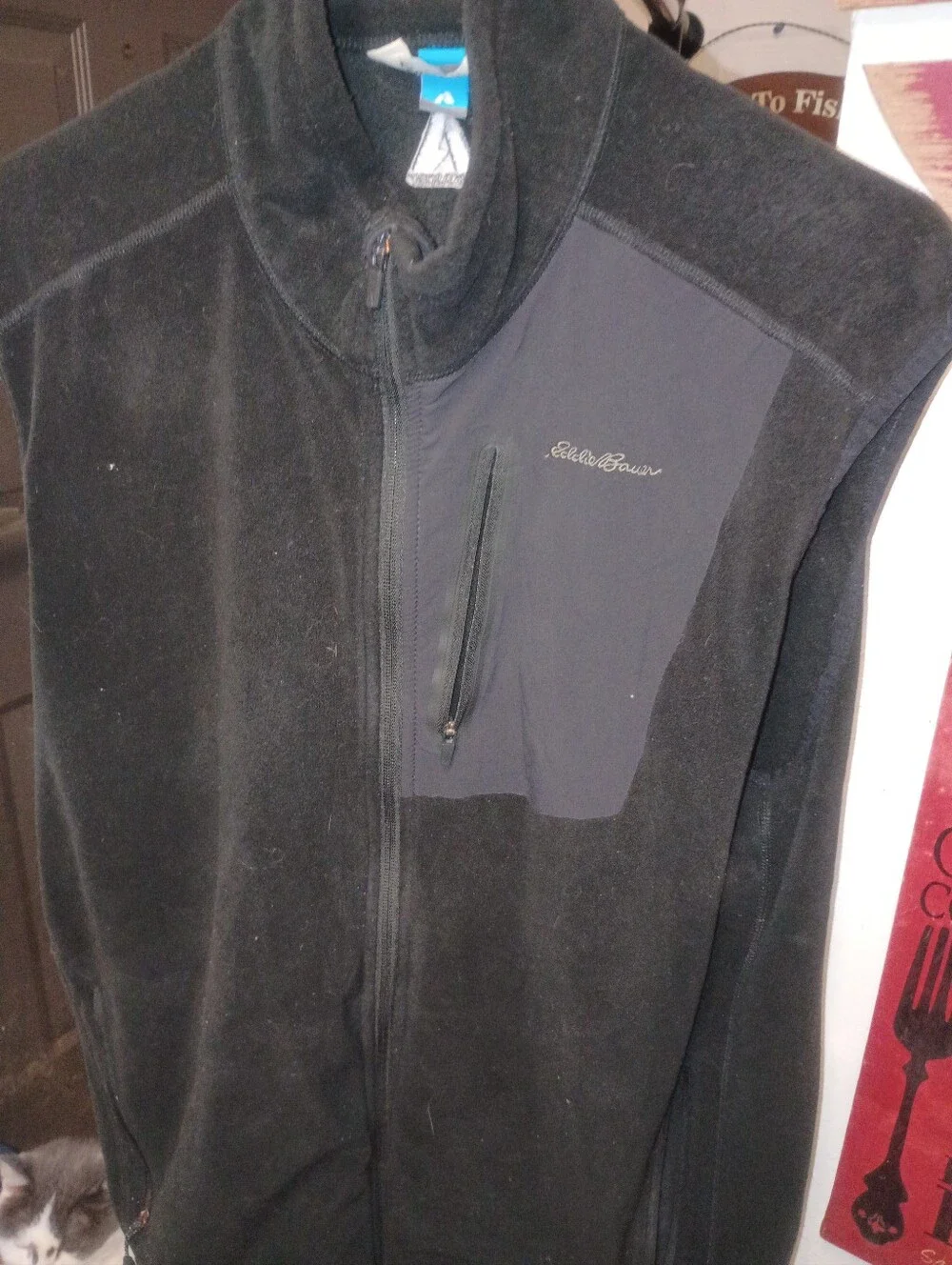 Eddie Bauer Black Full-Zip Fleece Vest Size Lare-c5